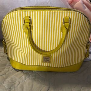 Dooney & Bourke yellow striped zip zip satchel